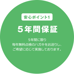 安心ポイント1 5年間保証